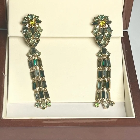 J. Crew Gold-Tone Emerald Green Crystal Drop Earrings - Picture 4 of 4